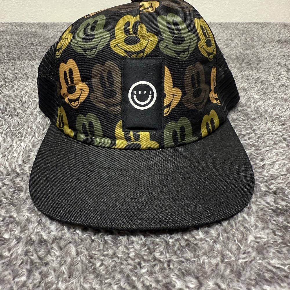 Neff Disney Mickey Mouse Trucker Hat Cap Camo Adjustable Snapback Black One Size